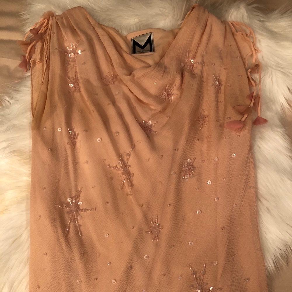 Marc Bouwer light pink beaded blouse